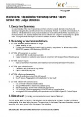 Institutional Repositories Workshop Strand Report: Usage Statistics